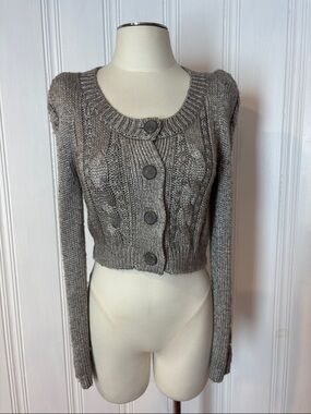 MIU MIU Metallic Cable Knit Cropped Cardigan | Made in Italy | Size S estimated